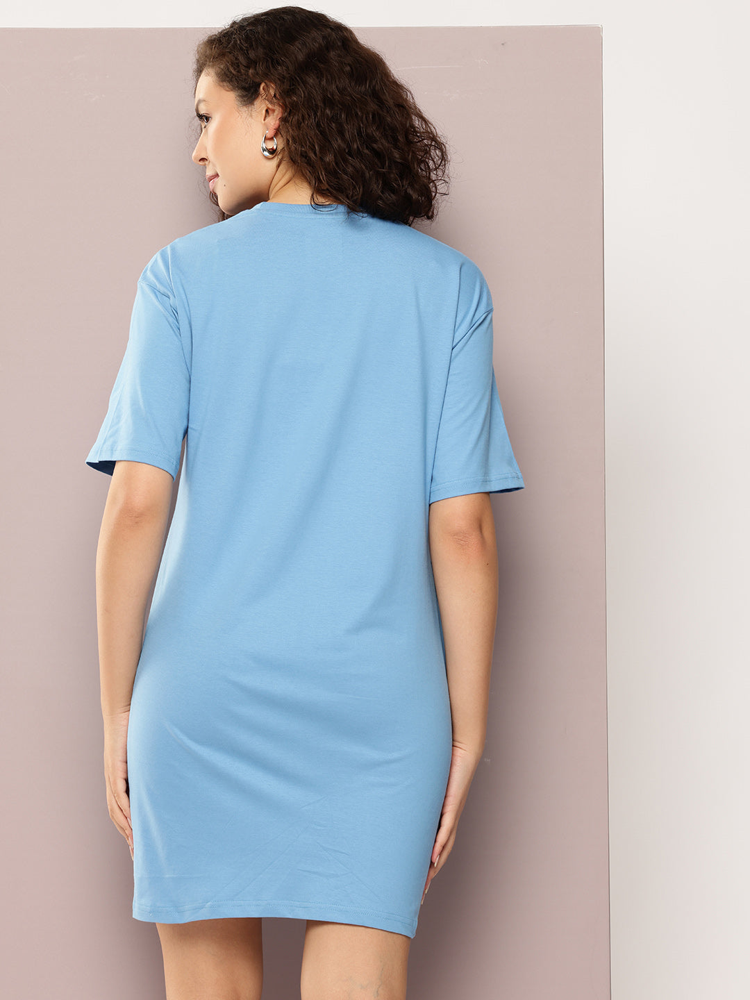 Womens Oversized Short Sleeves Printed Tshirt Dress