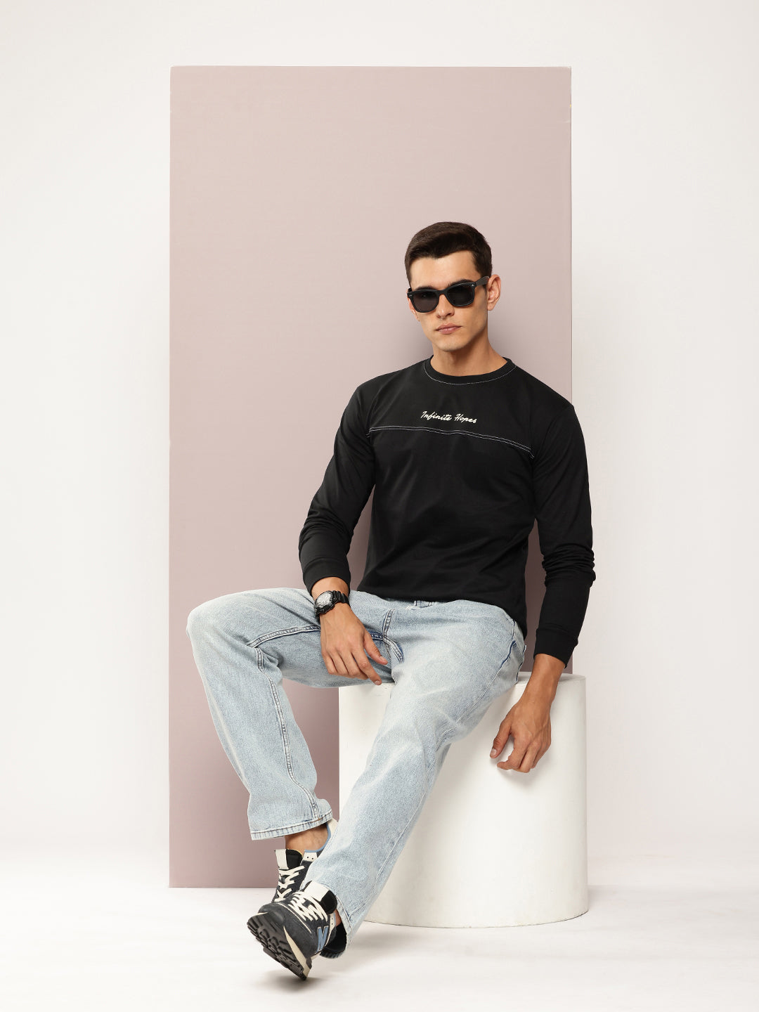 Mens Full Sleeve Round Neck Printed Regular Fit Tshirts