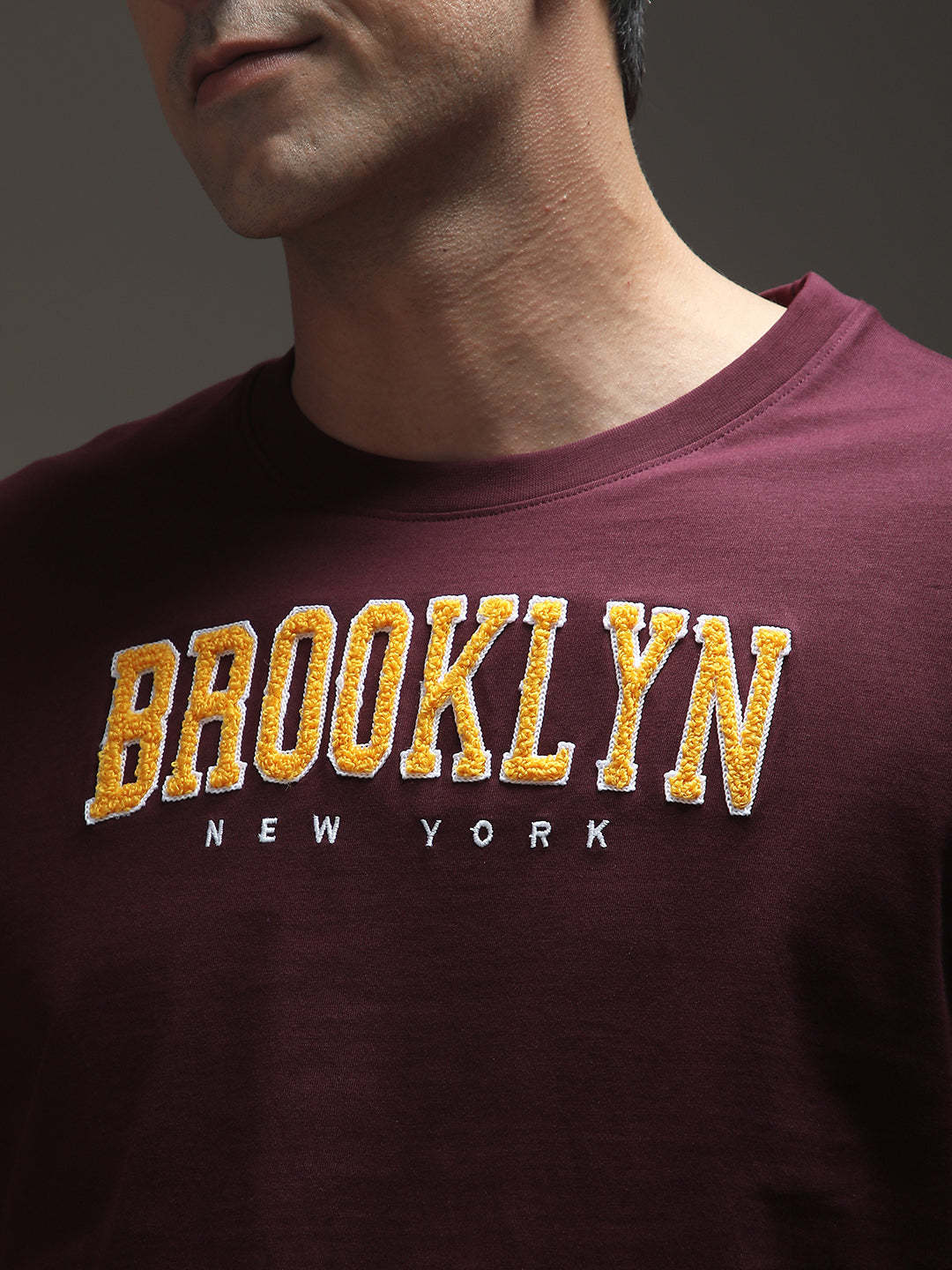 Mens Half Sleeve Round Neck Embroidered Oversized Fit Tshirts