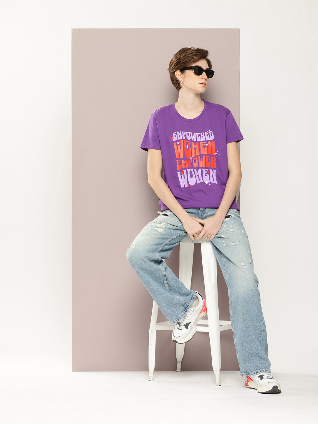 Womens Half Sleeve Round Neck Printed Boxy Fit Tshirts