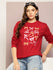 Womens Full Sleeve Round Neck Printed Oversized Fit Tshirts