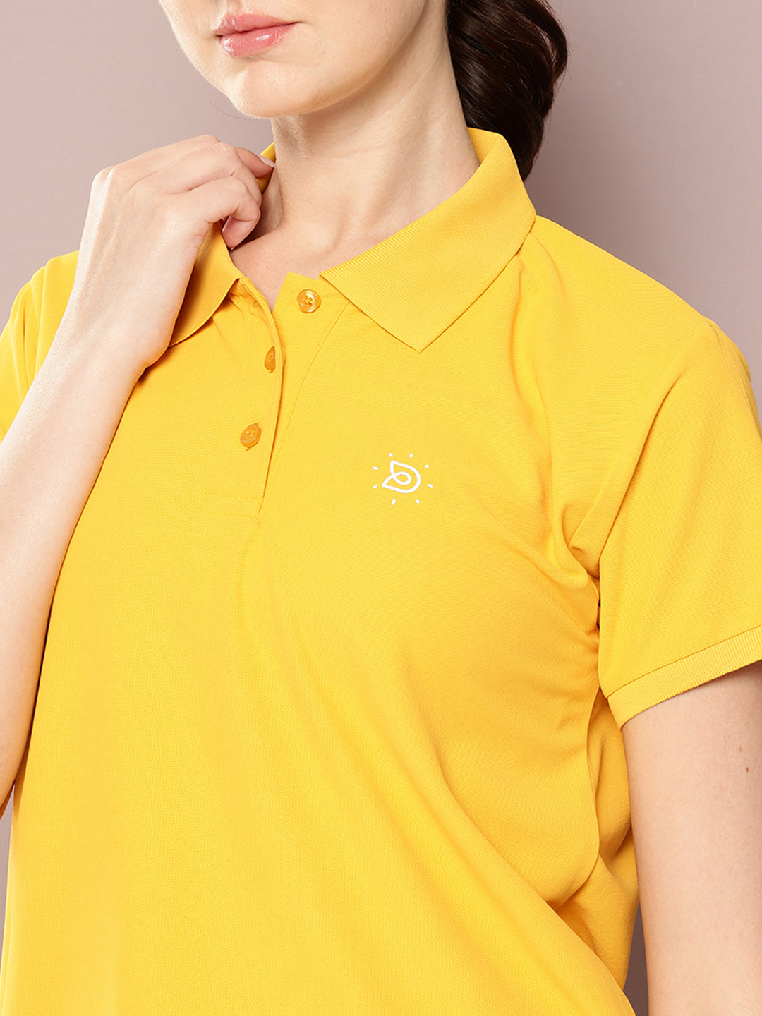 Womens Short Sleeve Polo Neck Relaxed Fit Polyster Tshirt