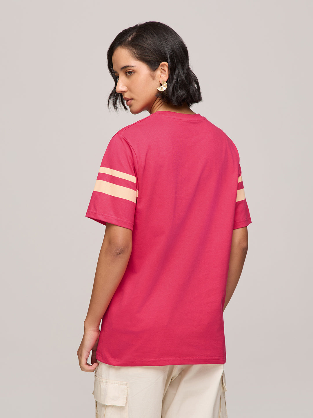 Womens Puff Printed Oversized Fit Cotton T-Shirt