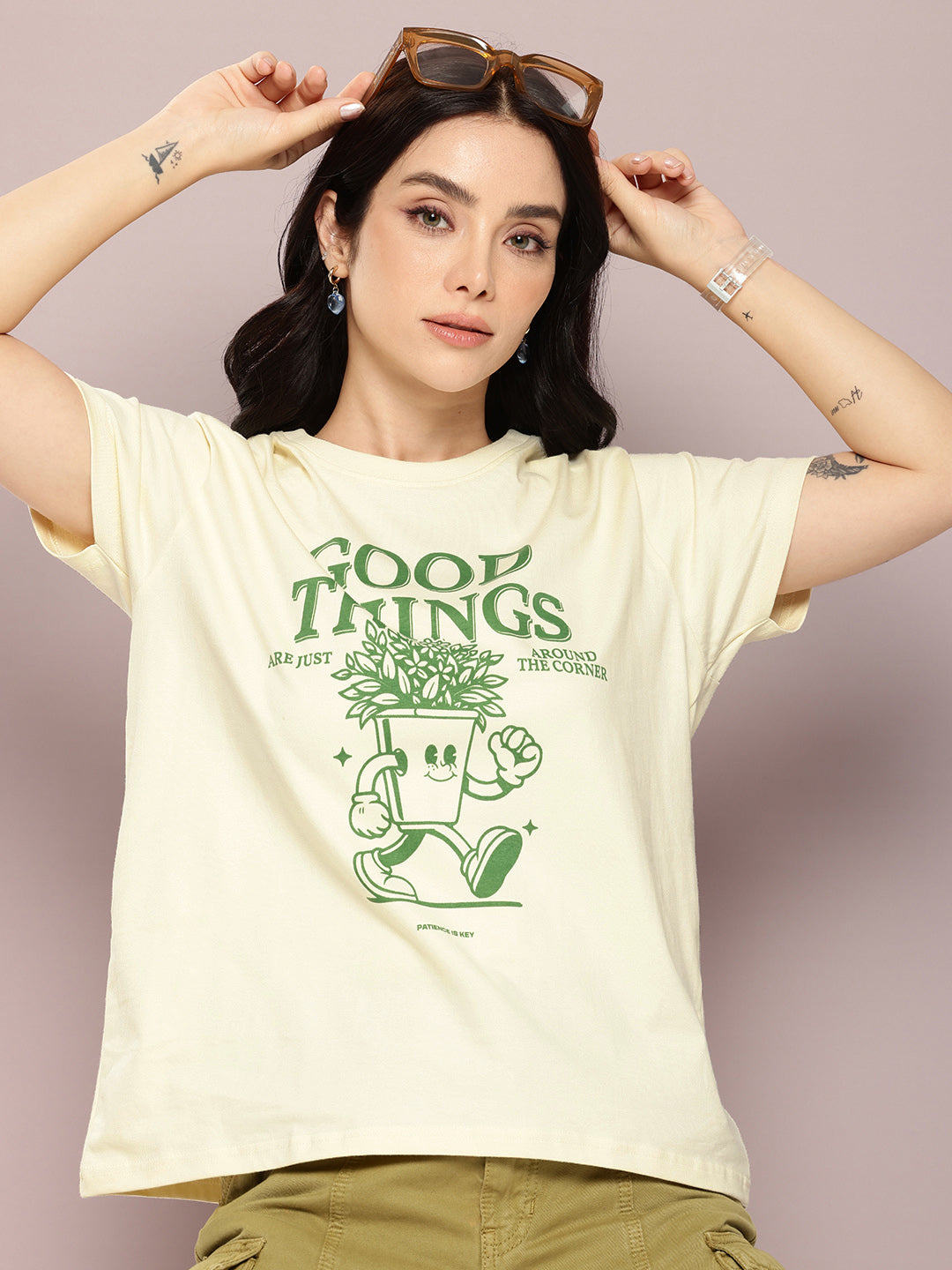 Womens Half Sleeve Round Neck Printed Boxy Fit Tshirts