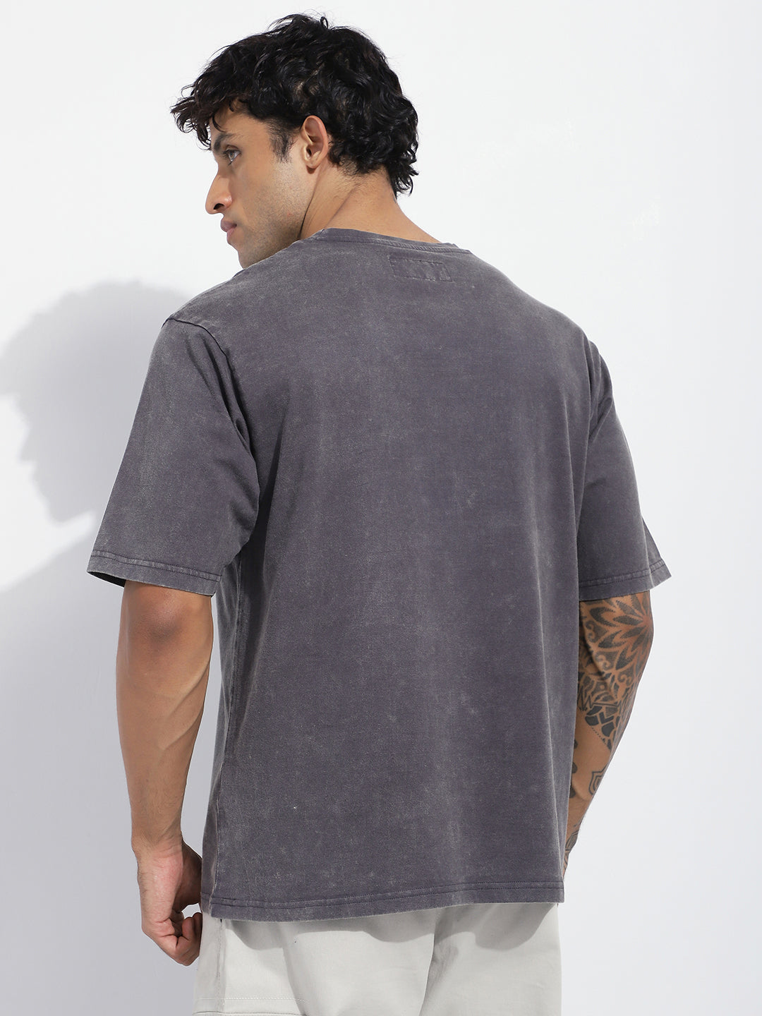 Mens Half Sleeve Round Neck Striped Oversized Fit Tshirts