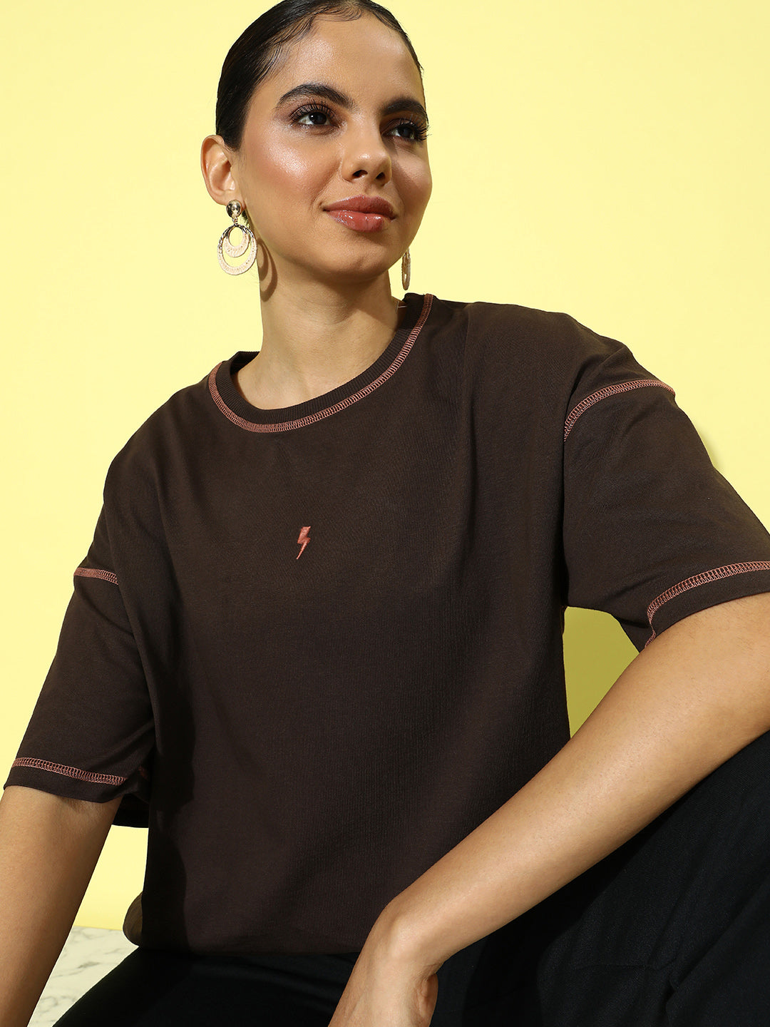 Womens Half Sleeve Drop Shoulder Plain Oversized Fit T-Shirts