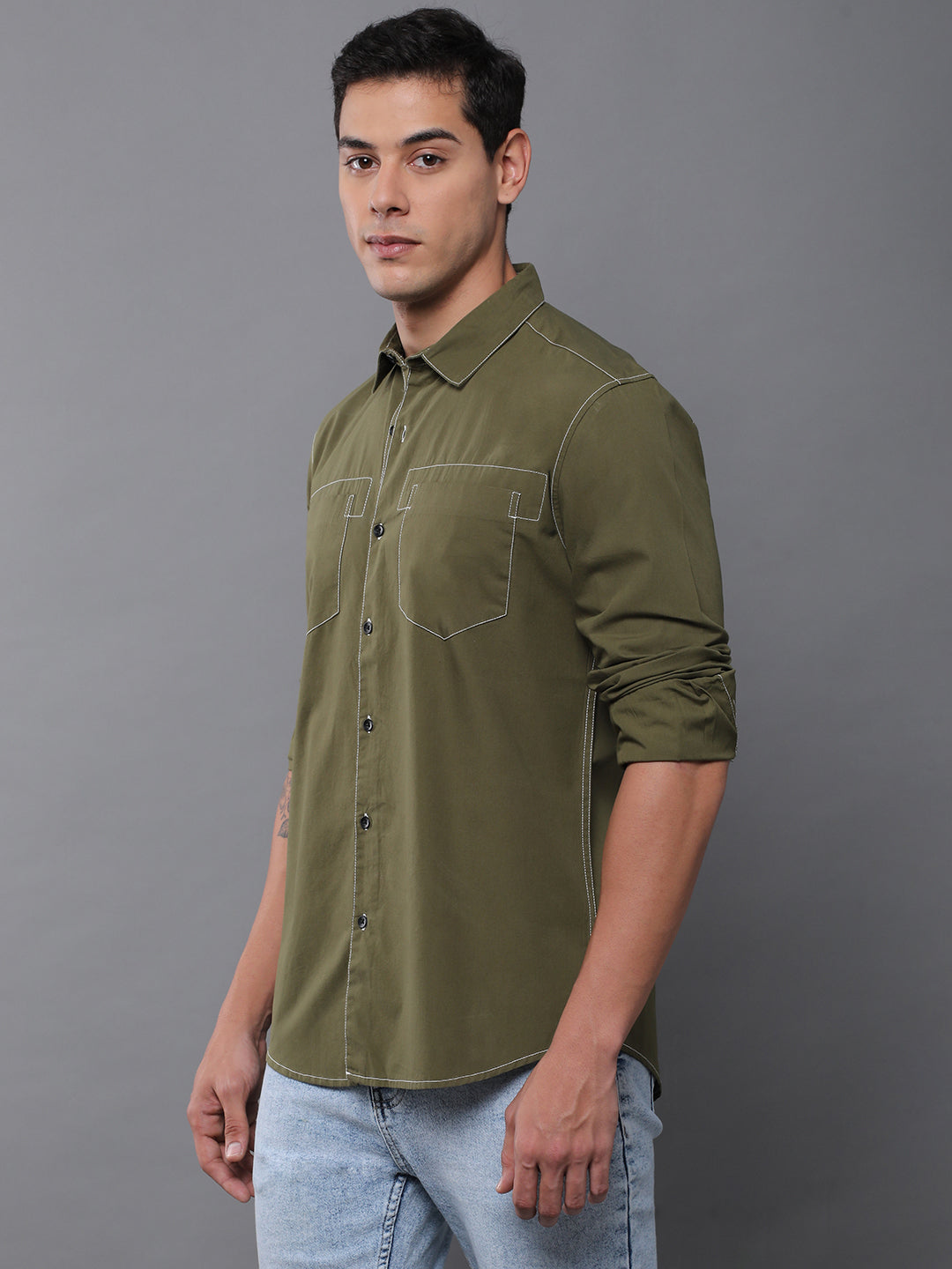 Men Plain Full Sleeve Casual Shirt With Pocket
