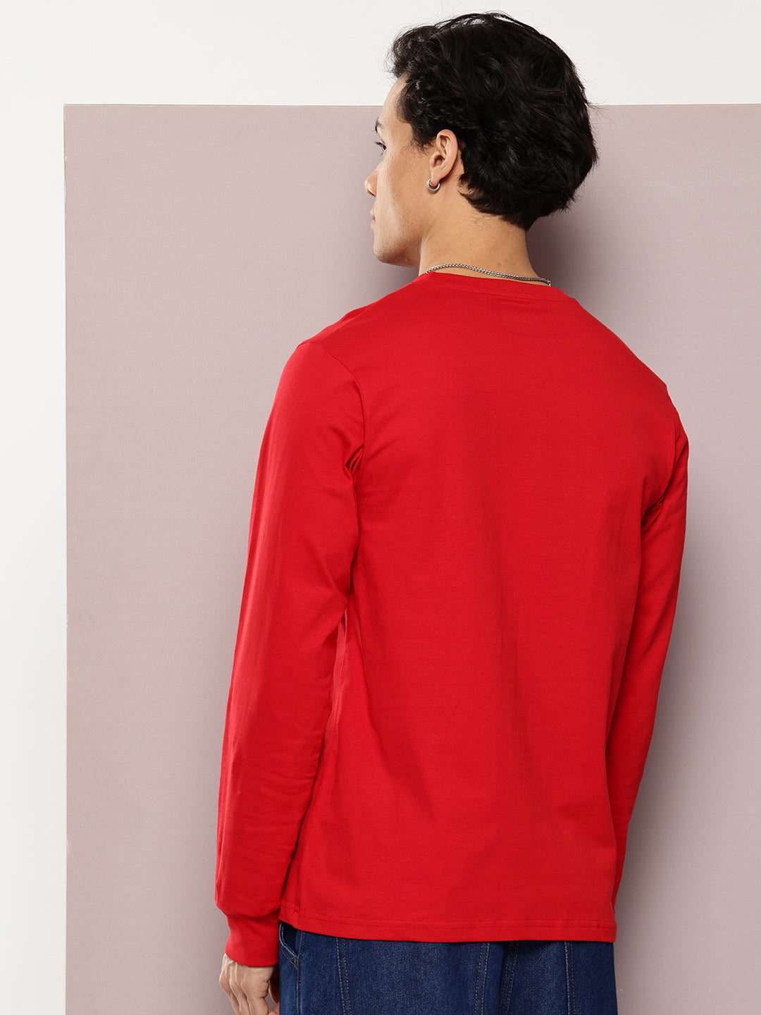 Mens Full Sleeve Round Neck Solid Regular Fit Tshirts