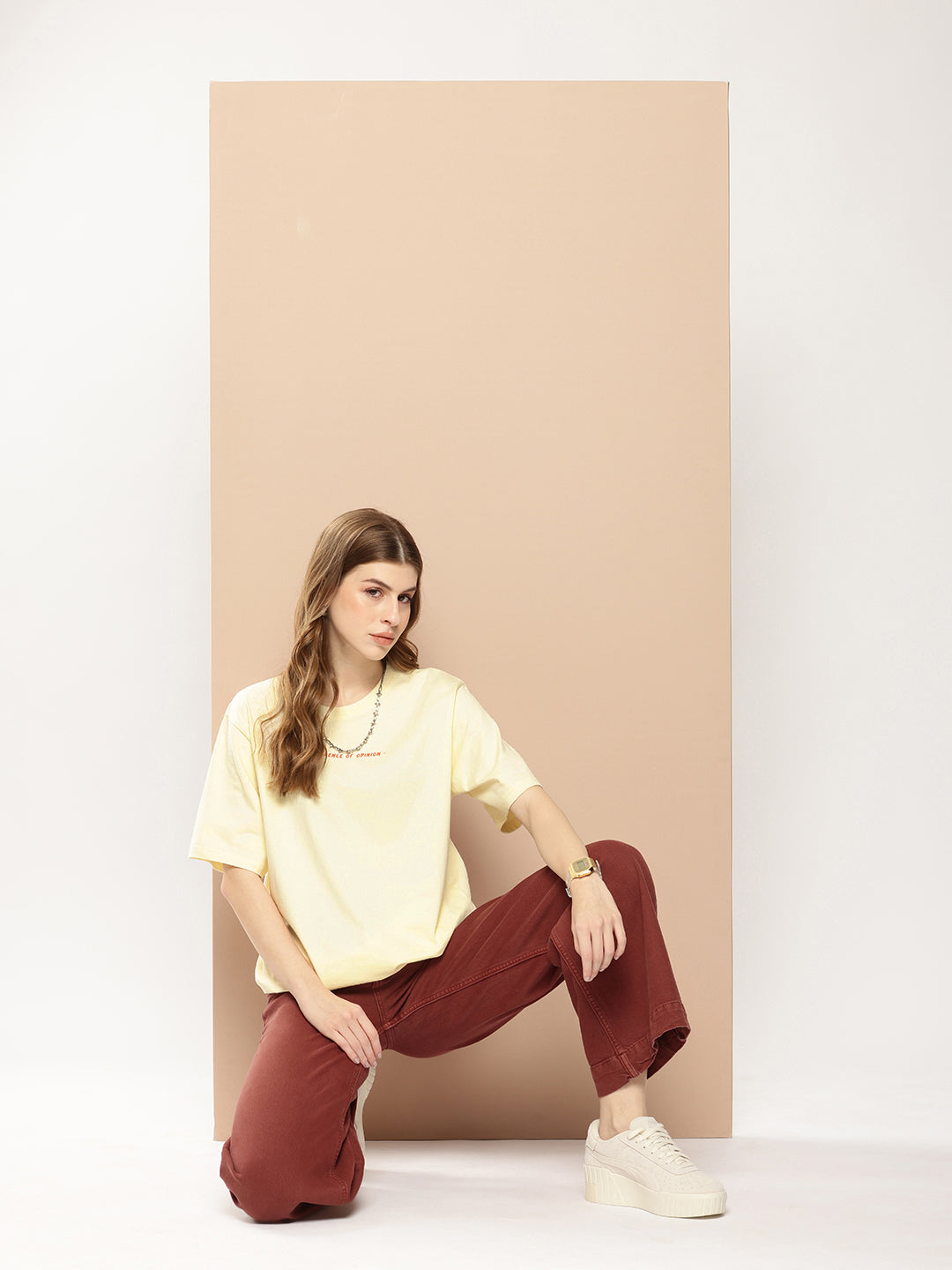 Womens Half Sleeve Round Neck Back Printed Oversized Fit Tshirts