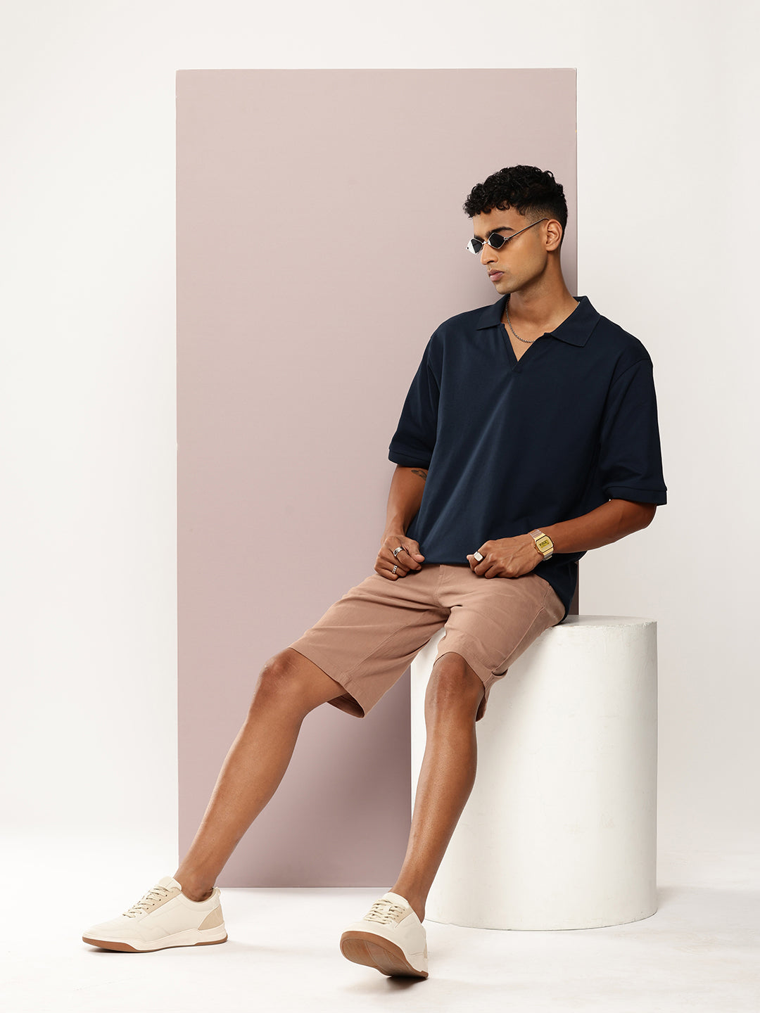 Mens Half Sleeve Polo Neck Solid Oversized Fit Tshirts
