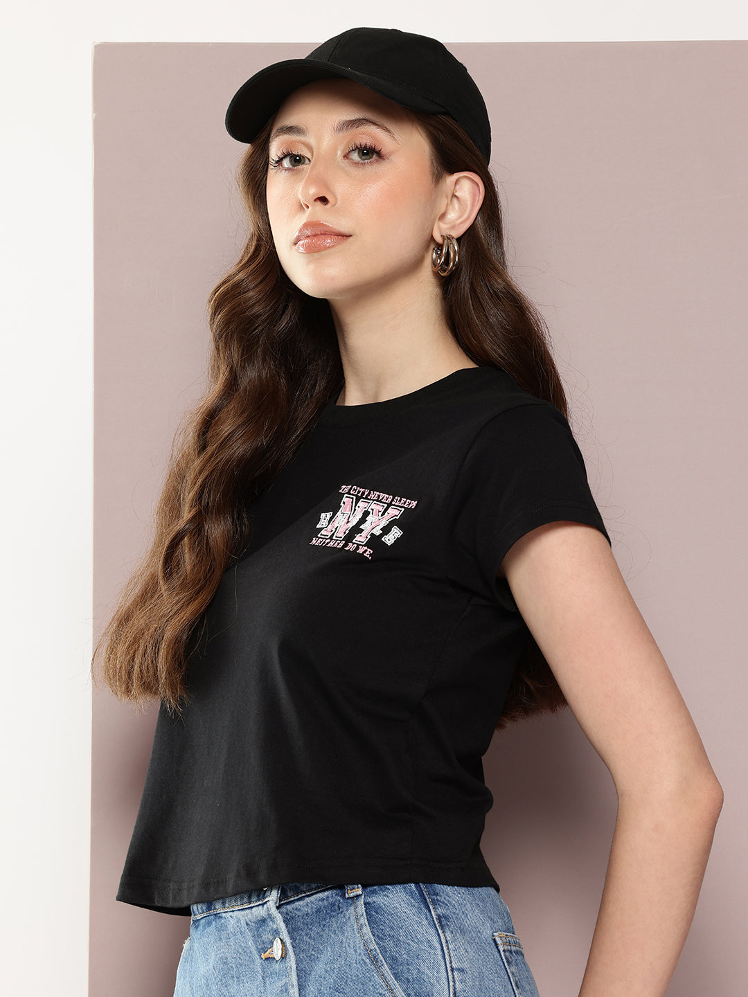 Womens Half Sleeve Round Neck Embroidered Regular Fit Tshirts