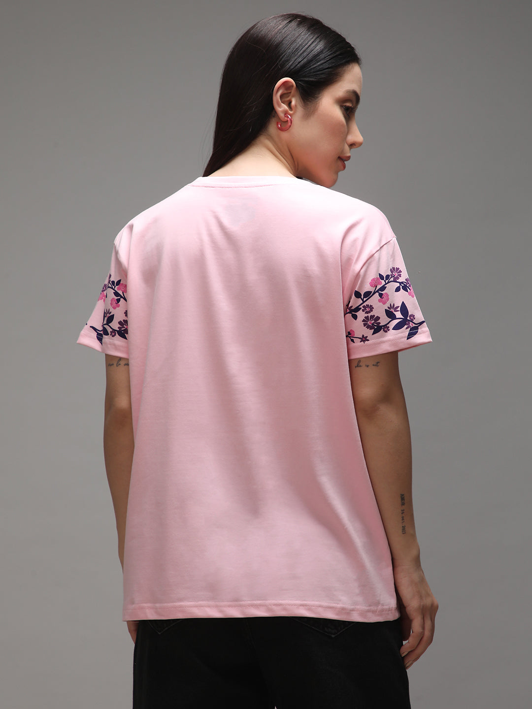 Womens Half Sleeve Round Neck Embroidery Boxy Fit Tshirts