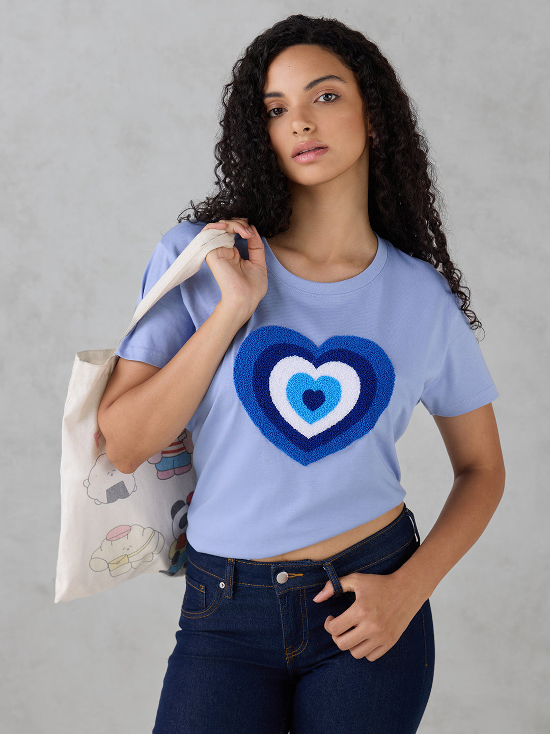 Womens Half Sleeve Chinley Embroidery Boxy Regular Fit Tshirt