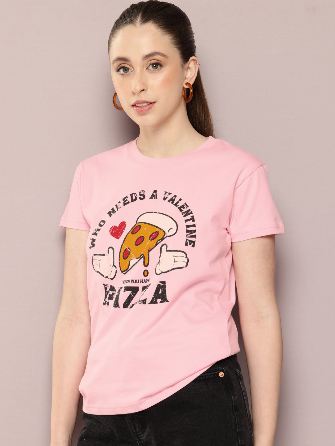 Womens Half Sleeve Round Neck Printed Regular Fit Tshirts