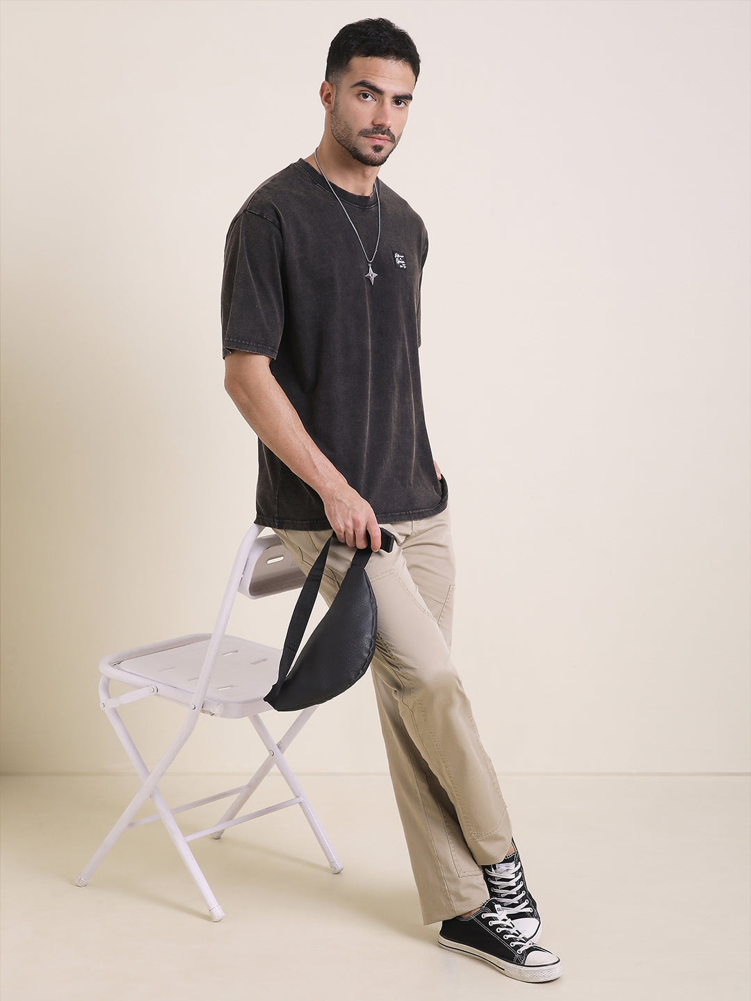 Mens Half Sleeve Round Neck Back Printed Oversized Fit Tshirts