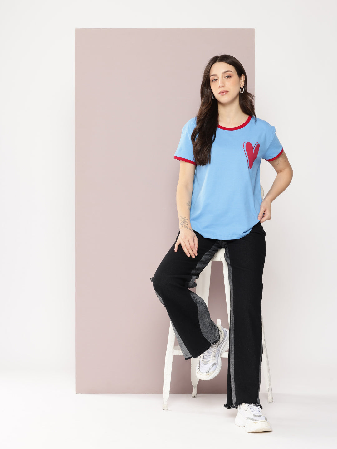 Womens Half Sleeve Round Neck Embroidered Boxy Fit Tshirts