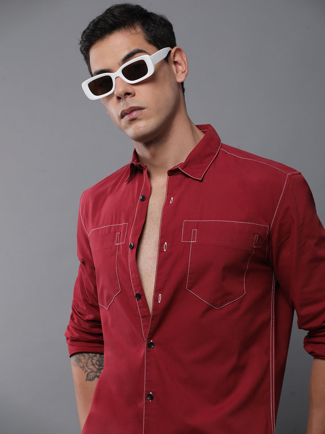Men Plain Full Sleeve Casual Shirt With Pocket
