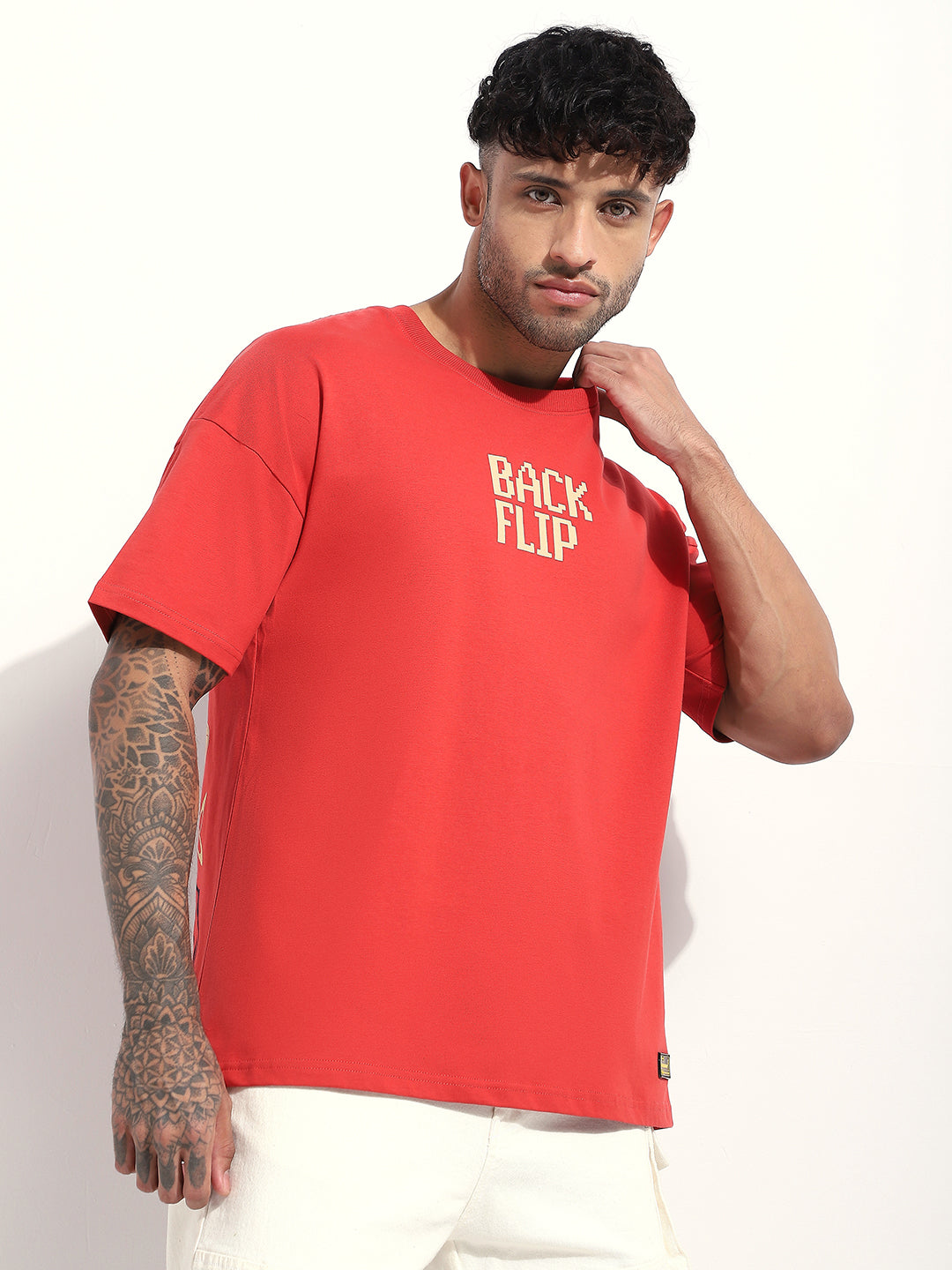 Mens Half Sleeve Drop Shoulder Printed Oversized Fit T-Shirts