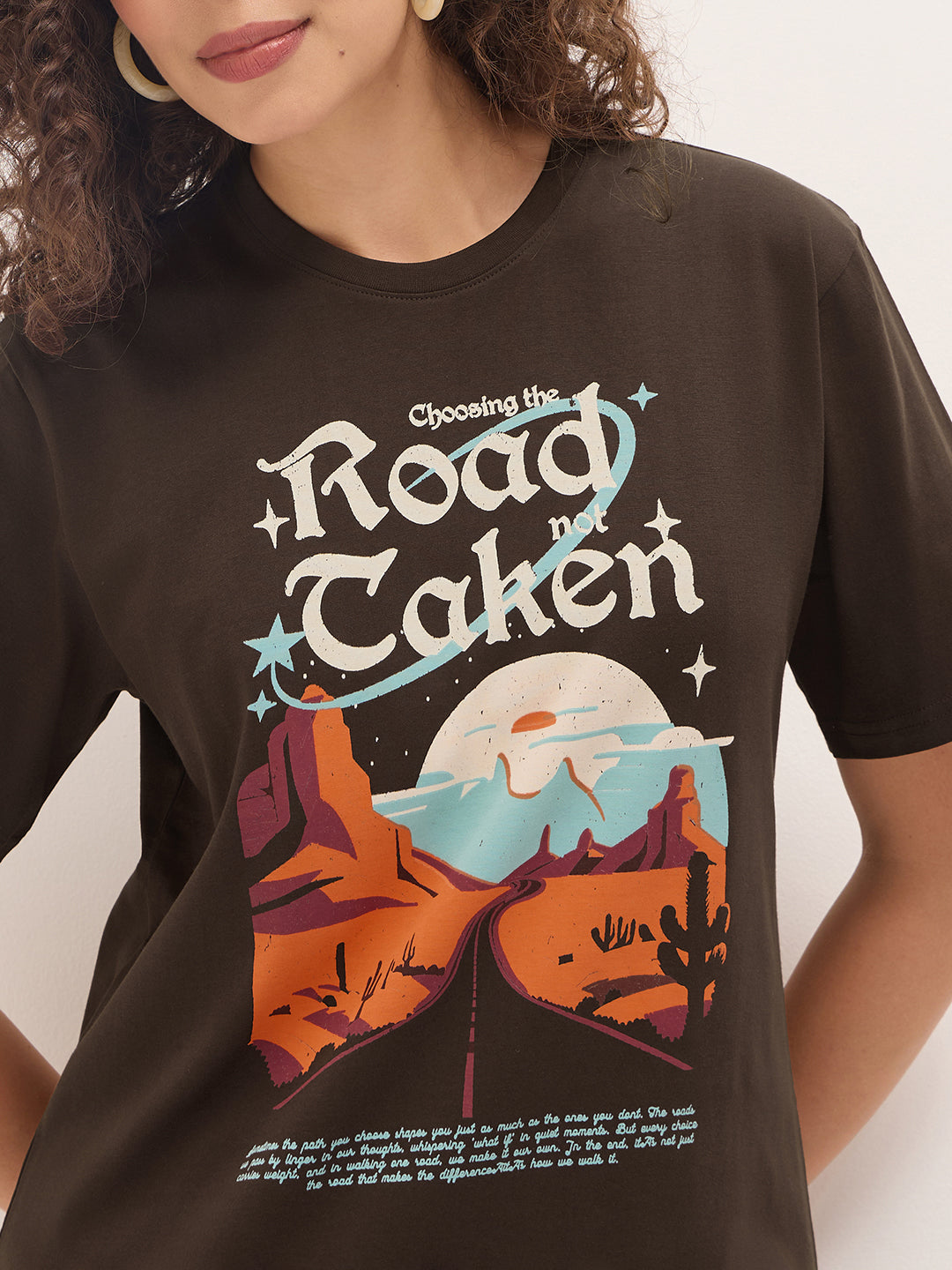 Womens Half Sleeve Round Neck Printed Oversized Fit Tshirts