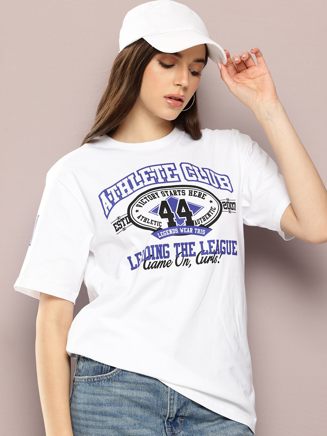 Womens Half Sleeve Round Neck Printed Oversized Fit Tshirts