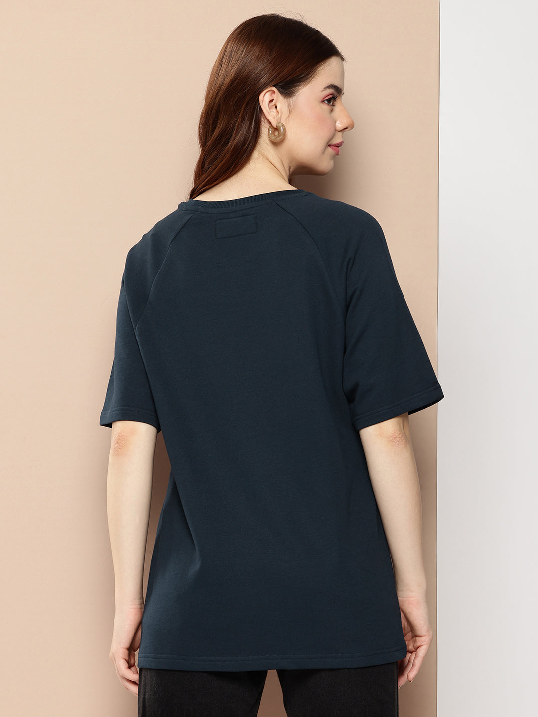 Womens Half Sleeve Round Neck Solid Oversized Fit Tshirts