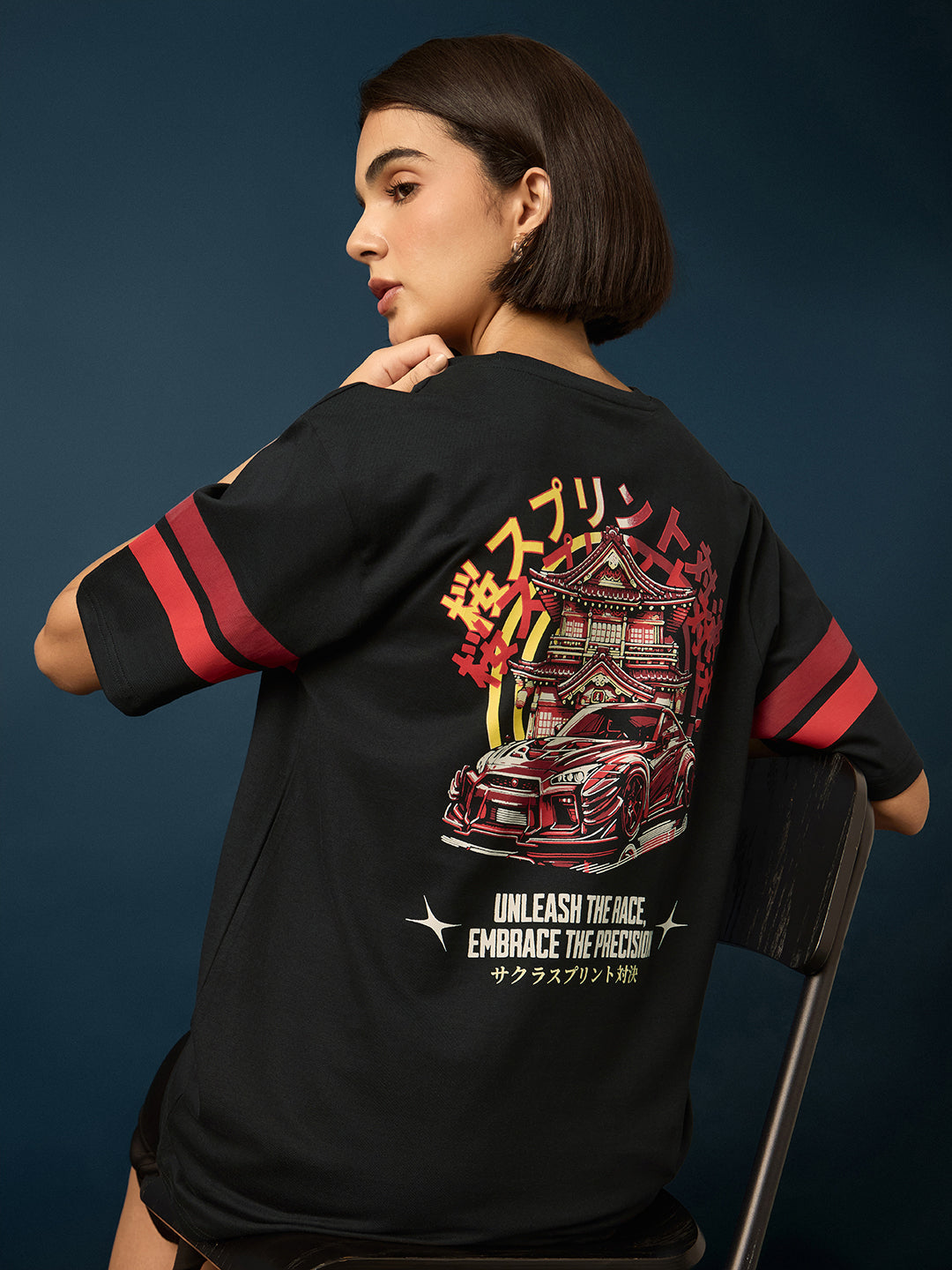 Womens Short Sleeve Printed Oversized Fit Tshirt 