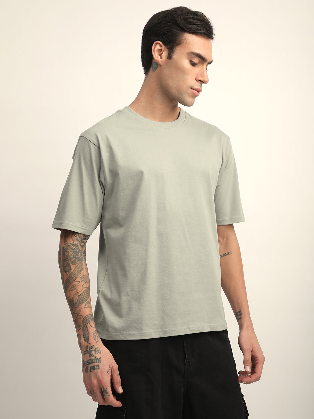 Mens Half Sleeve Round Neck Back Printed Oversized Fit Tshirts