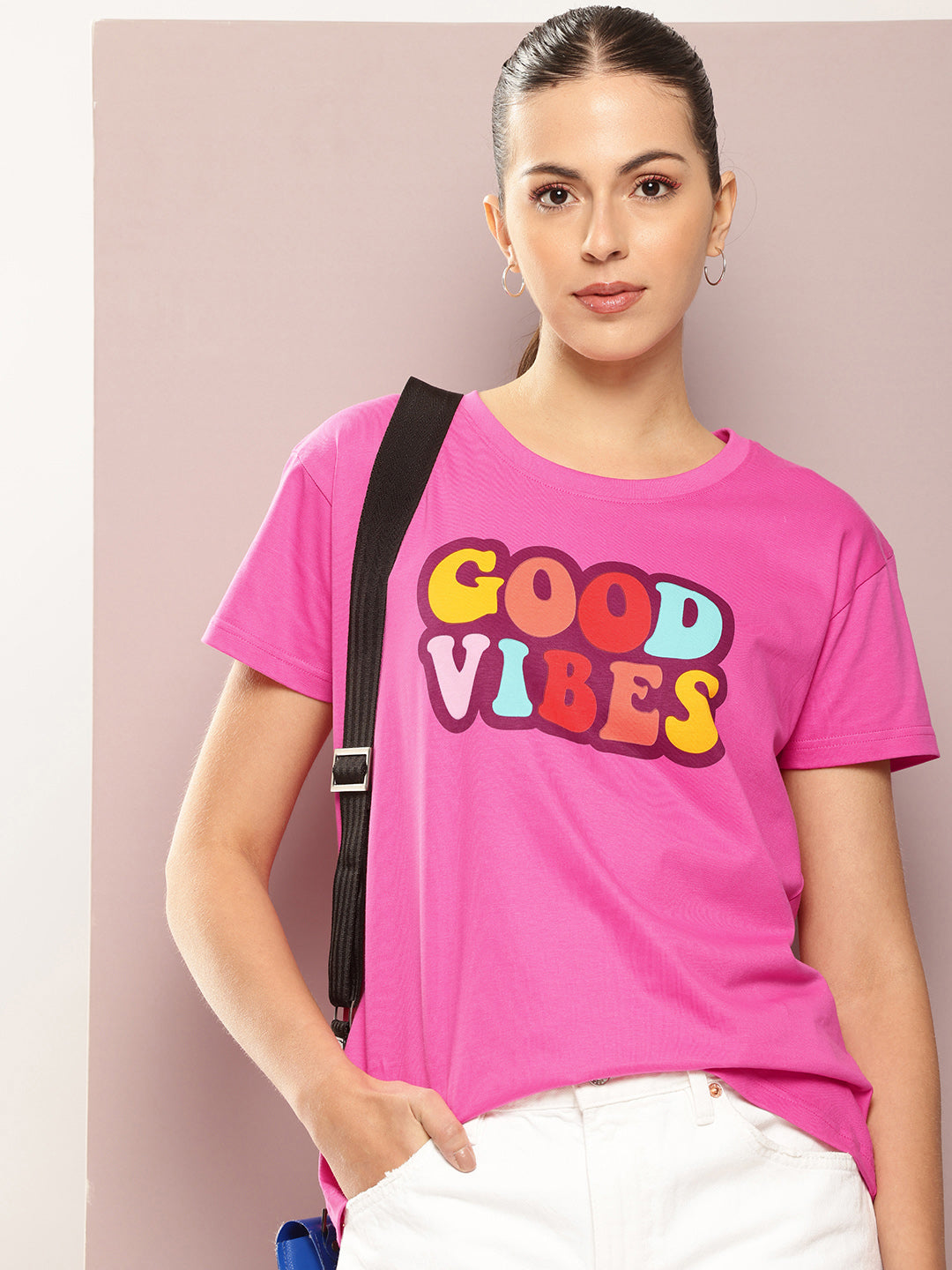 Womens Half Sleeve Round Neck Printed Boxy Fit Tshirts