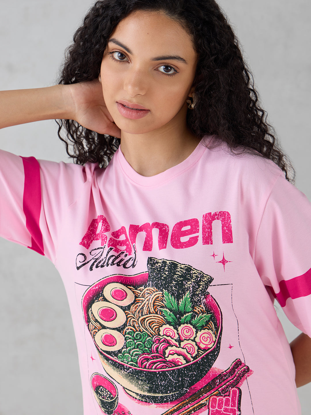 Womens Half Sleeve Printed Oversized Fit Tshirt
