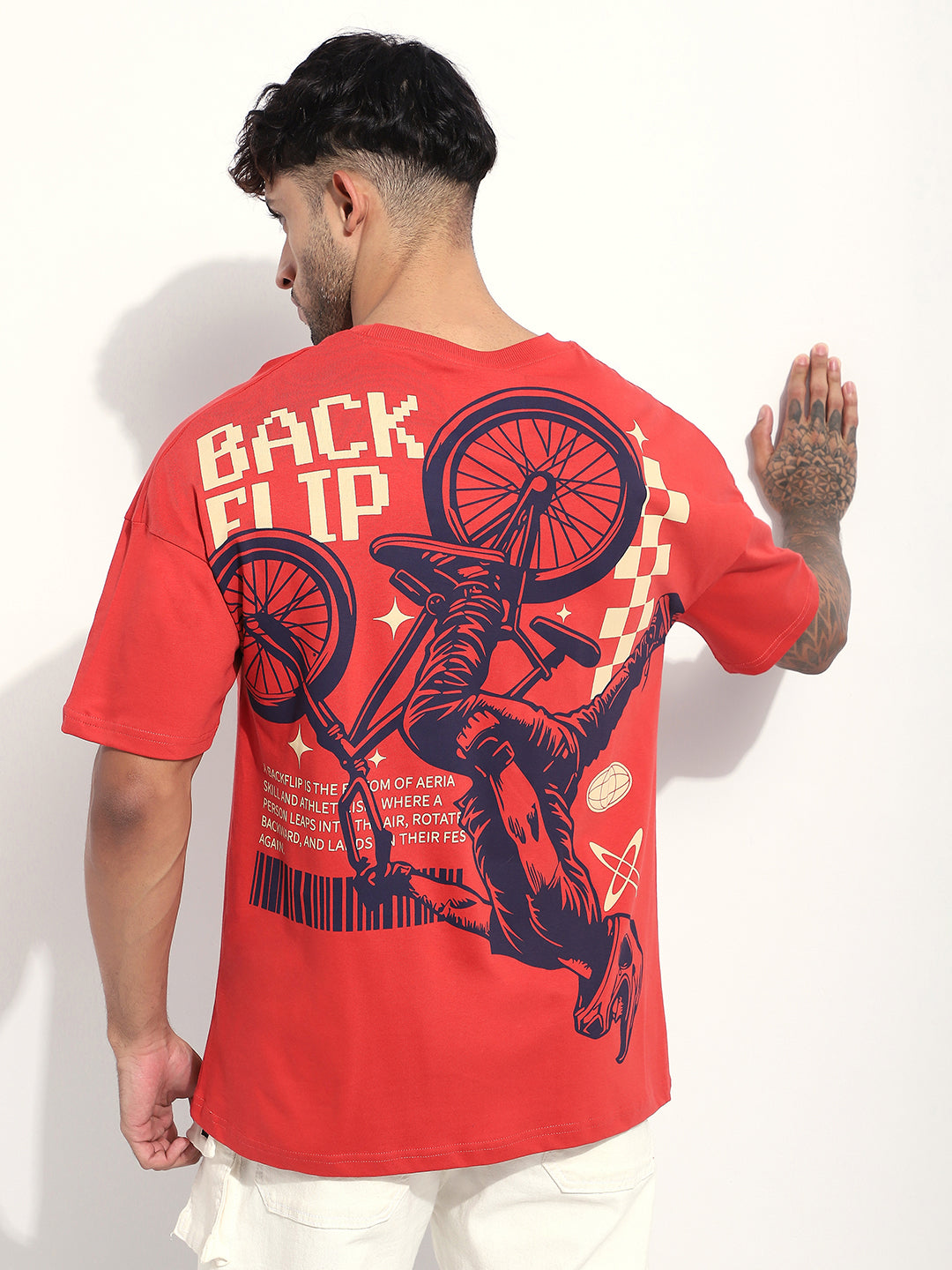Mens Half Sleeve Drop Shoulder Printed Oversized Fit T-Shirts