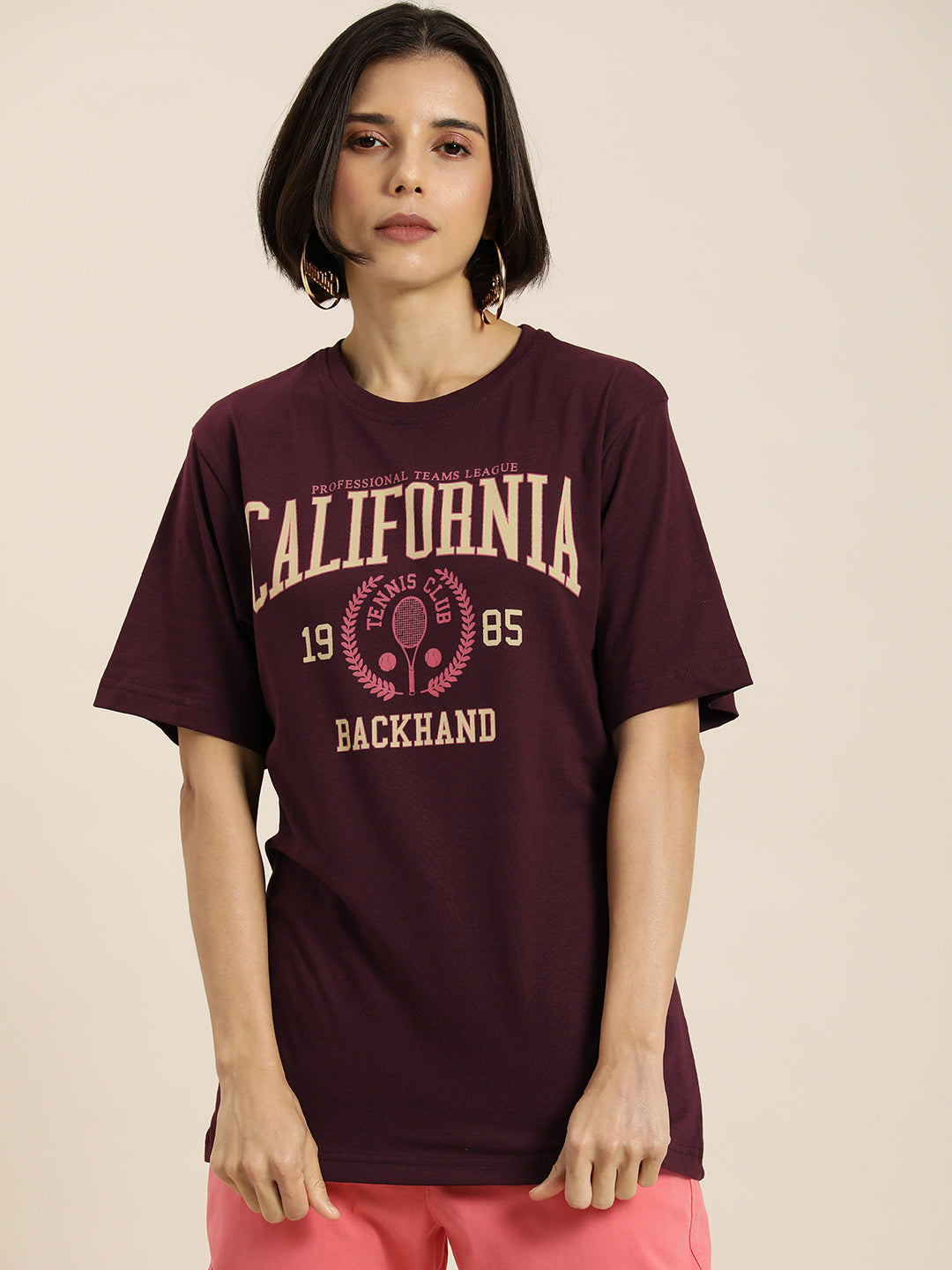 Womens Half Sleeve Round Neck Oversized Fit T-Shirts