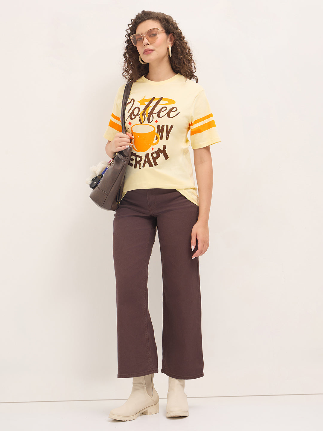 Womens Half Sleeve Round Neck Printed Oversized Fit Tshirts