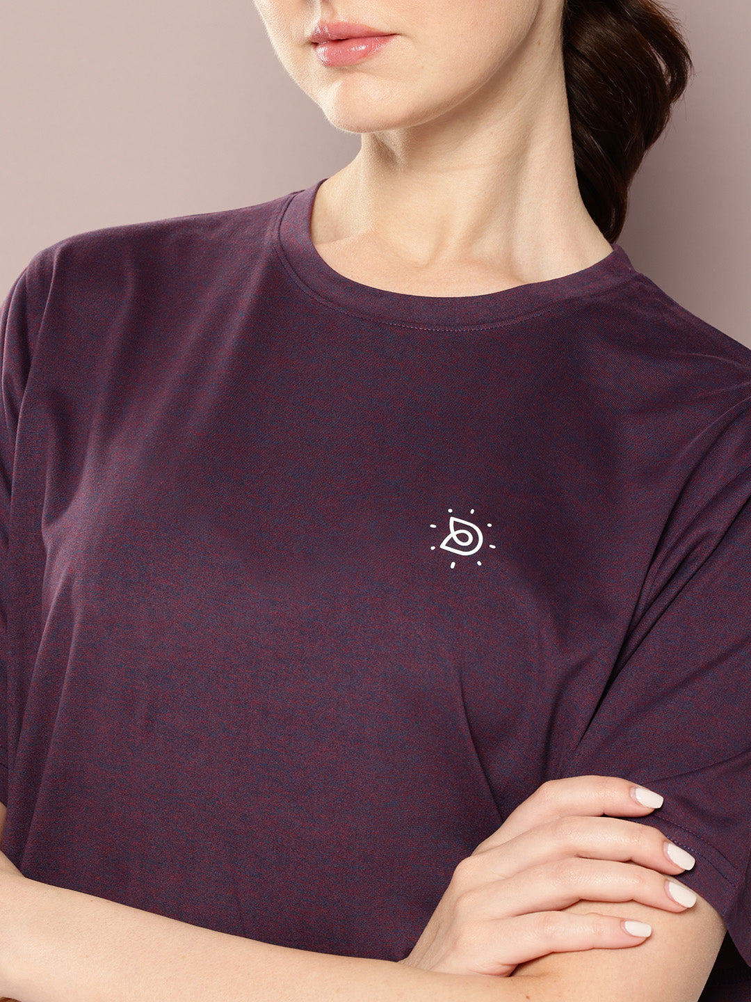 Womens Short Sleeve Round Neck Oversized Polyster Tshirt
