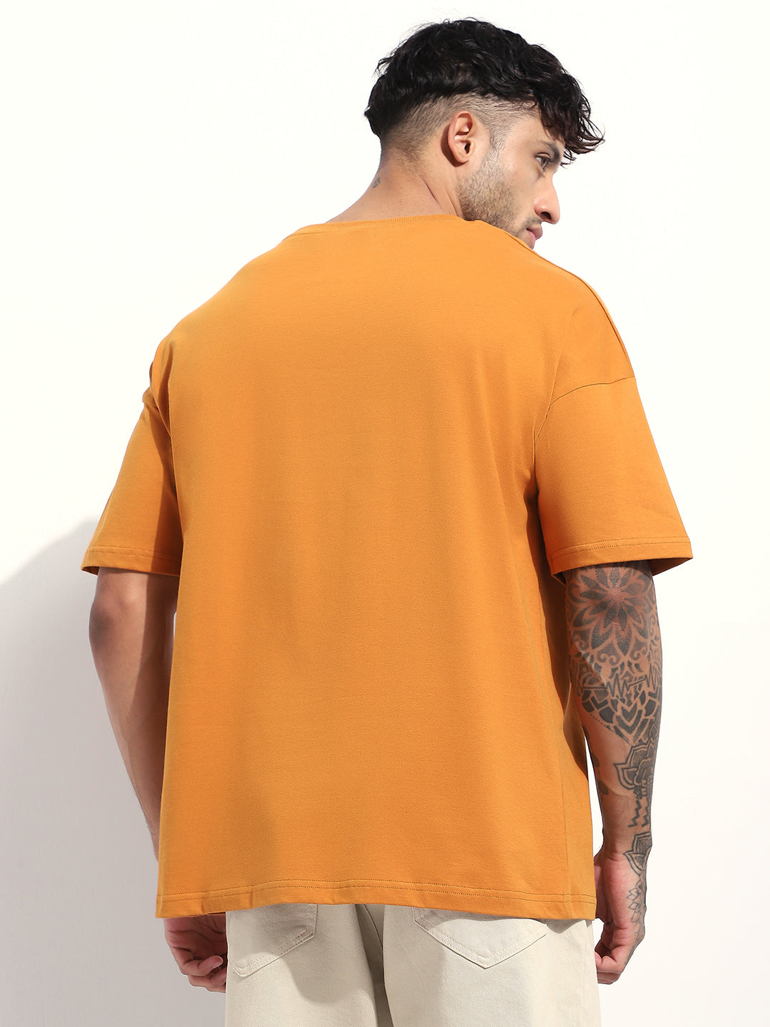 Mens Half Sleeve Drop Shoulder Printed Oversized Fit T-Shirts
