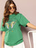 Womens Short Sleeve Printed Oversized Fit Tshirt
