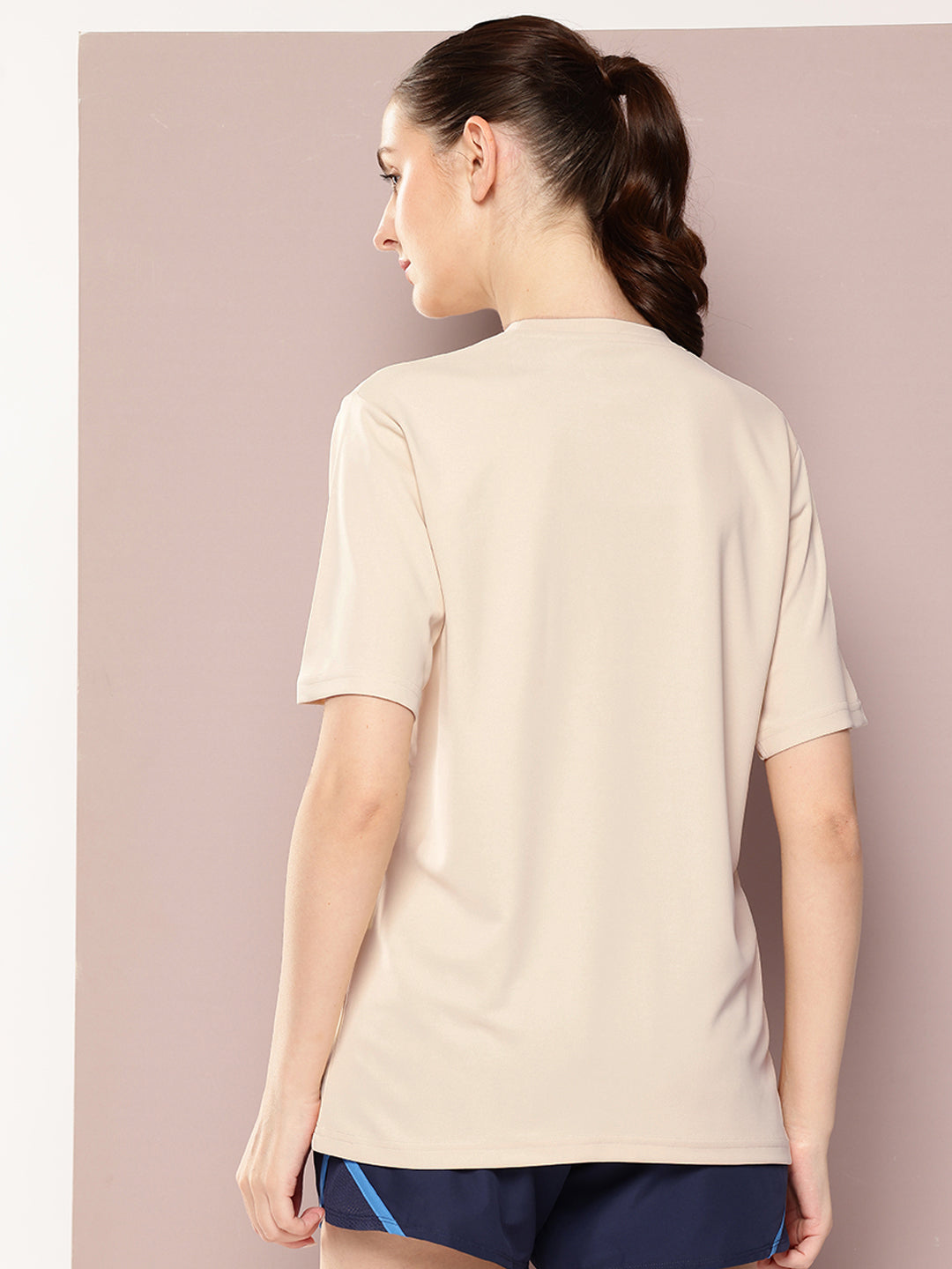 Womens Short Sleeve Round Neck Oversized Polyster Tshirt