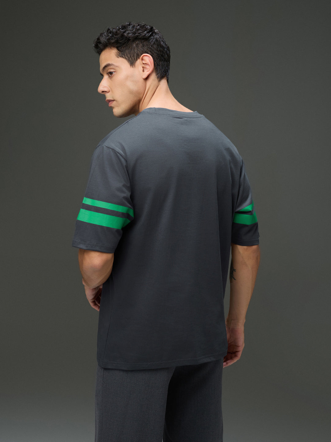 Mens Round Neck Half Sleeve Puff Printed Oversized Fit Tshirt