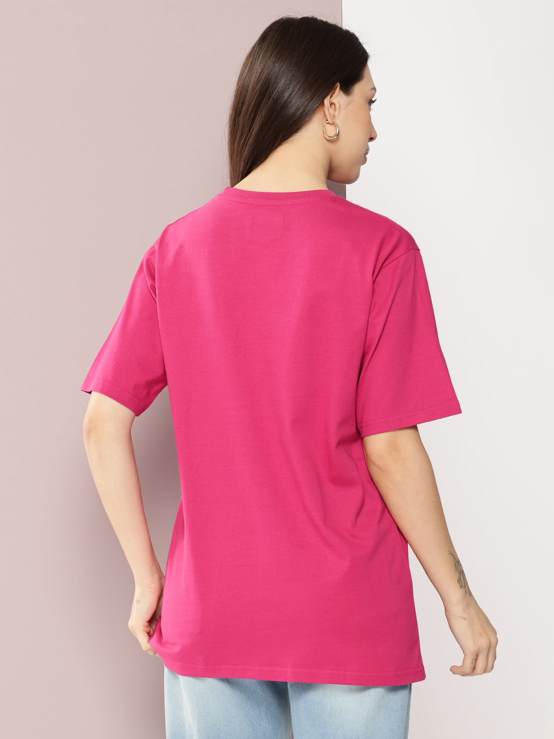 Womens Half Sleeve Round Neck Solid Oversized Fit Tshirts