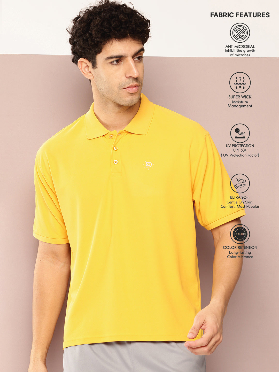 Mens Short Sleeve Polo Neck Oversized Polyster Tshirt