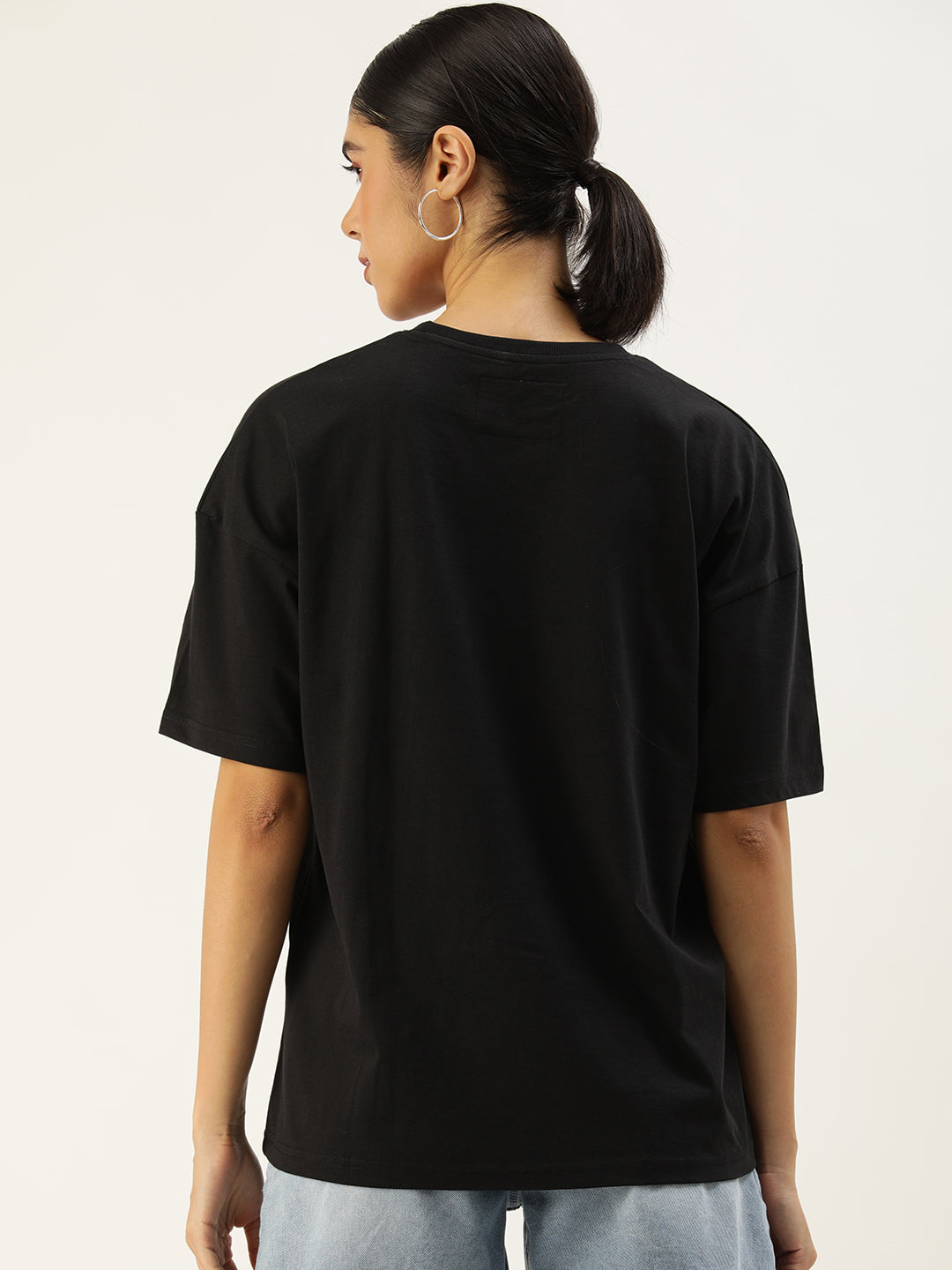 Womens Half Sleeve Drop Shoulder Printed Oversized Fit T-Shirts