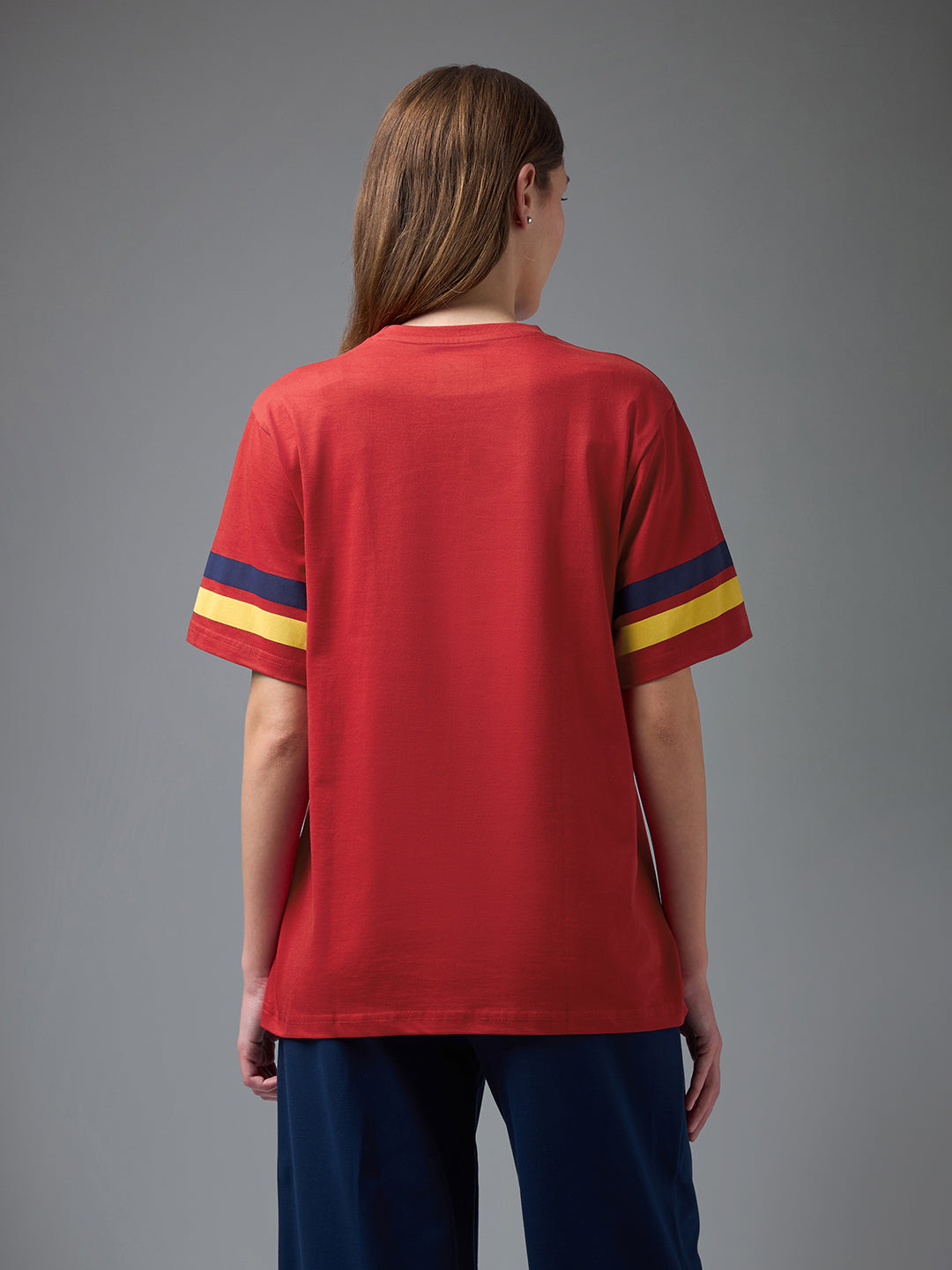 Womens Printed Round Neck Oversized Fit Tshirt