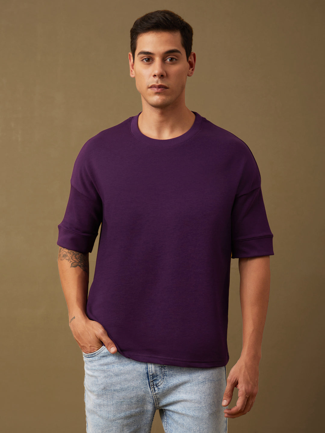 Mens Half Sleeve Round Neck Oversized Fit T-Shirts