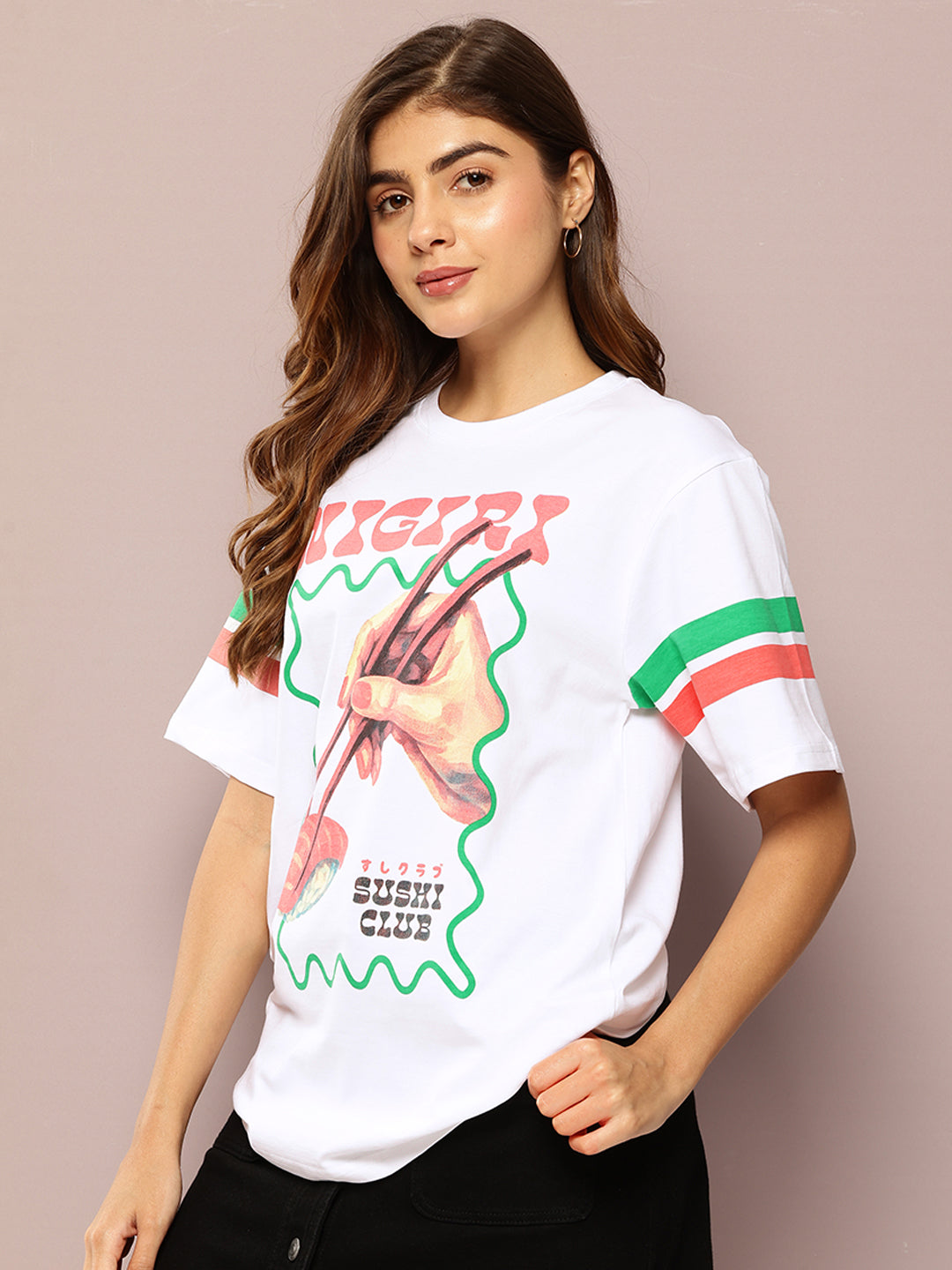 Womens Short Sleeve Printed Oversized Fit Tshirt