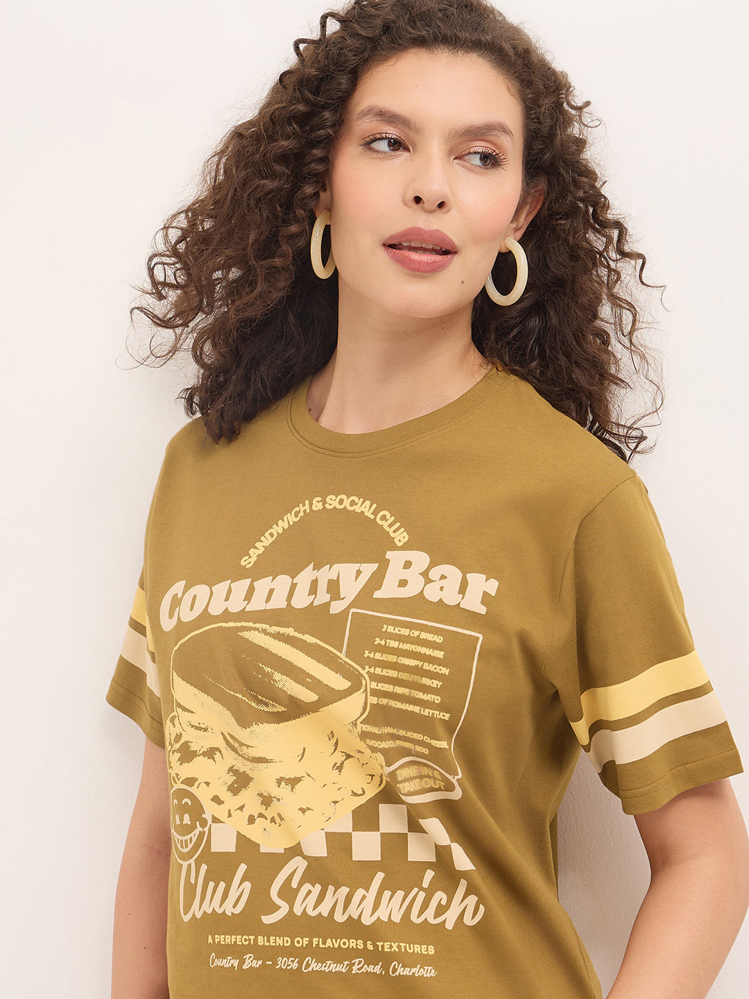 Womens Half Sleeve Round Neck Printed Oversized Fit Tshirts