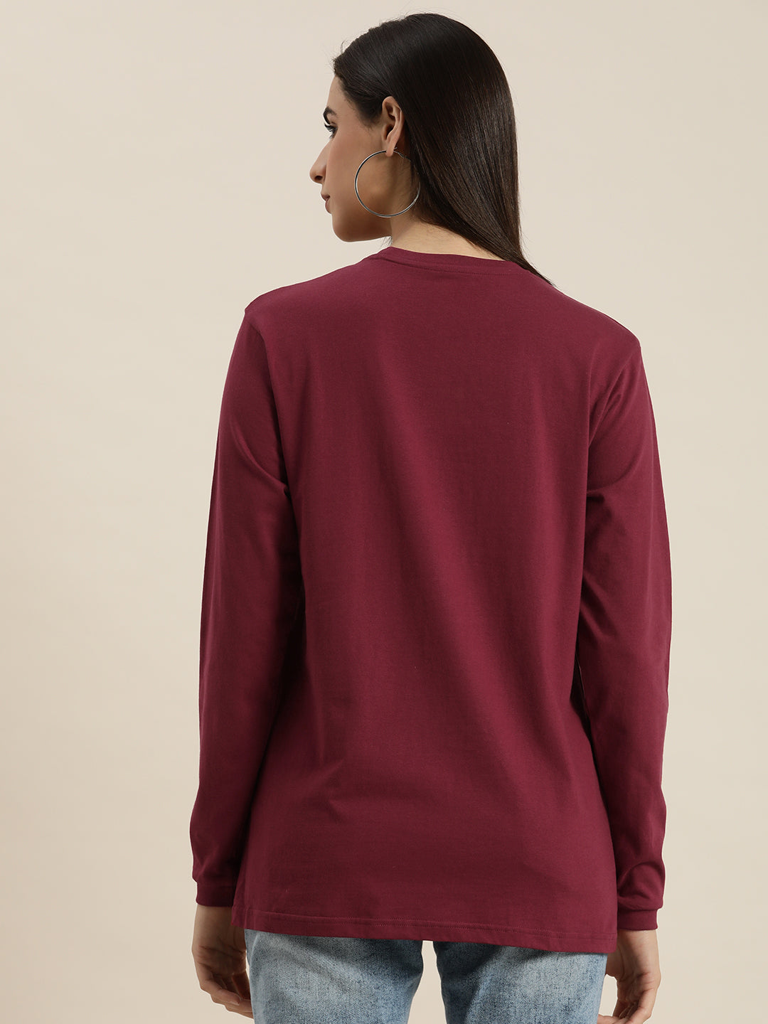 Womens Full Sleeve Round Neck Oversized Fit T-Shirts