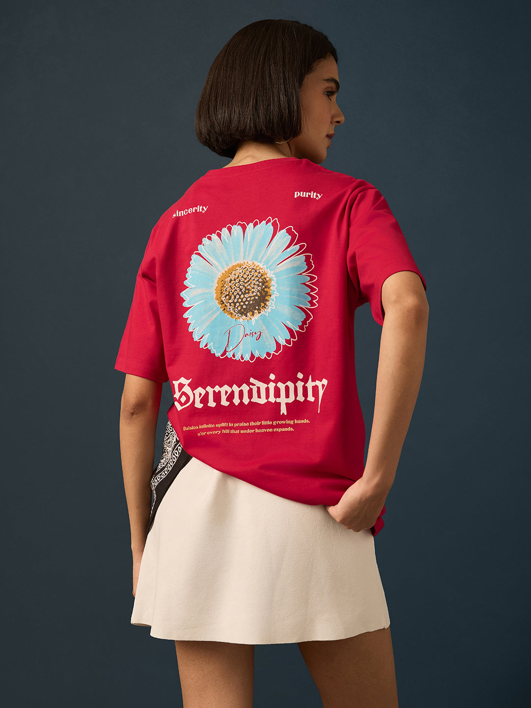Womens Short Sleeve Printed Oversized Fit Tshirt 