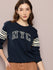 Womens Full Sleeve Round Neck Embroidered Relaxed Fit Tshirts