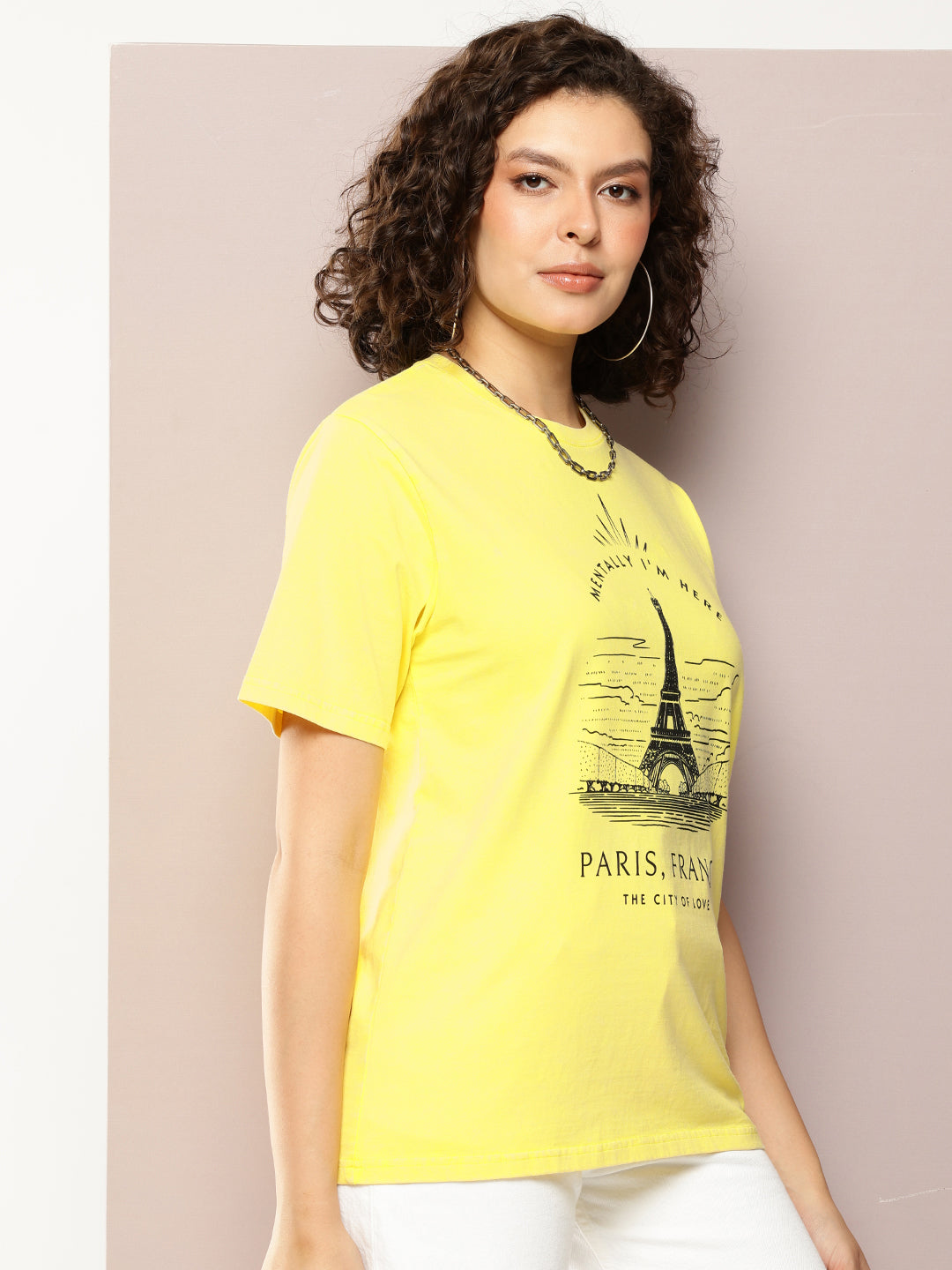 Womens Half Sleeve Round Neck Printed Oversized Fit Tshirts