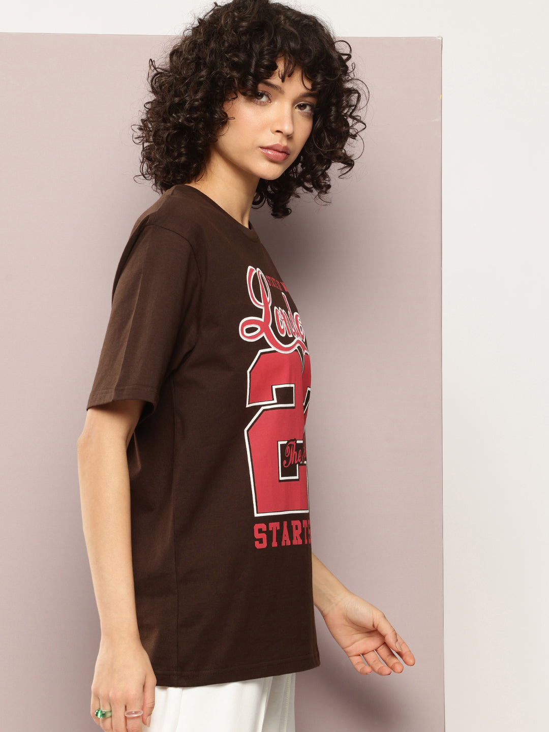 Womens Half Sleeve Round Neck Printed Oversized Fit Tshirts