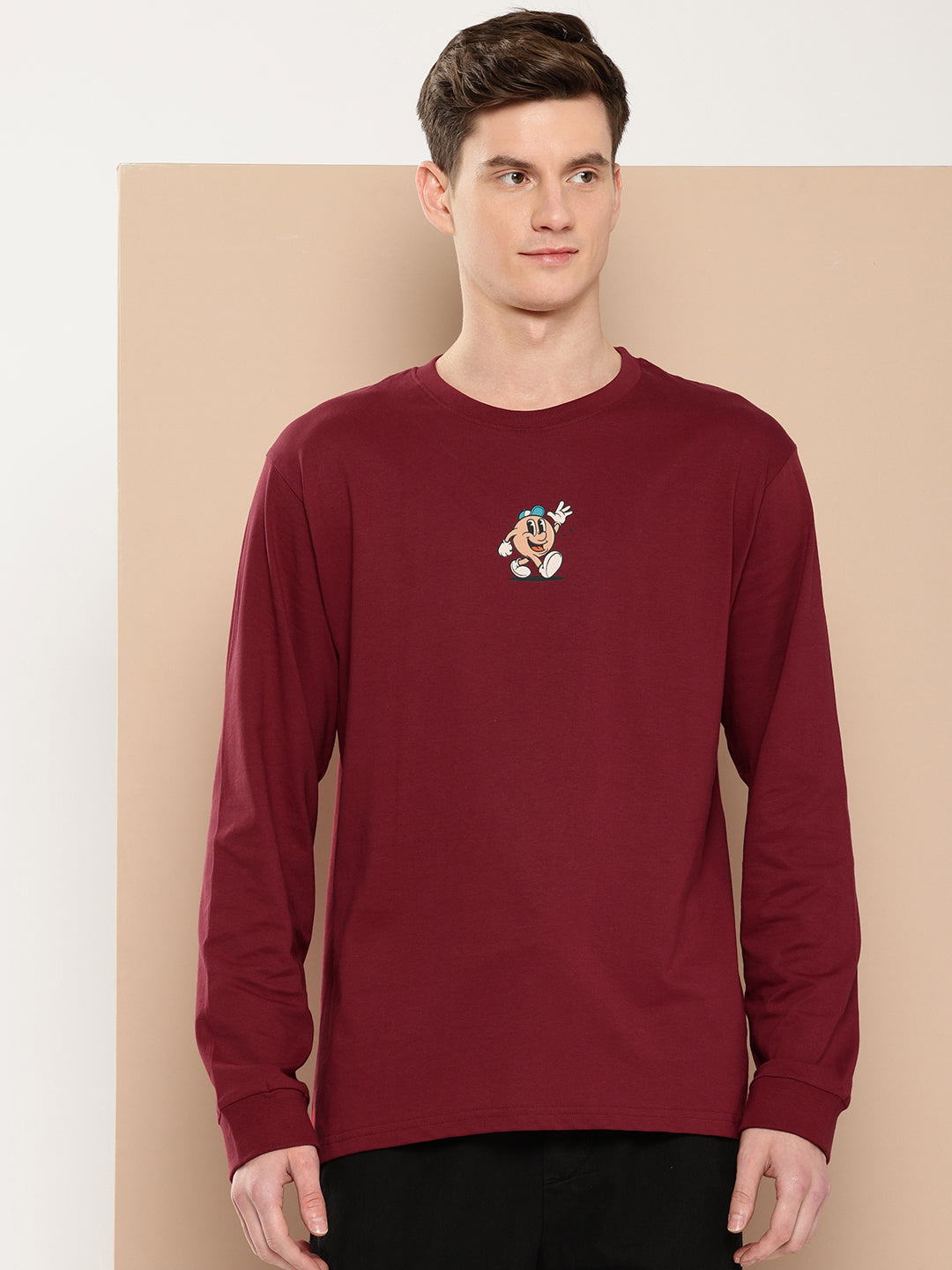 Mens Full Sleeve Round Neck Back Printed Oversized Fit Tshirts